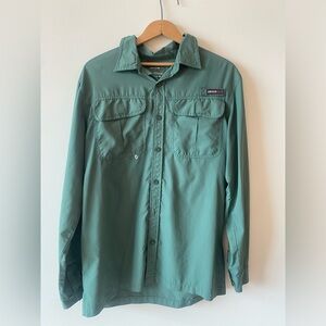 Swiss Alps Mens Long Sleeve Fishing Shirt, Size M, Olive Green